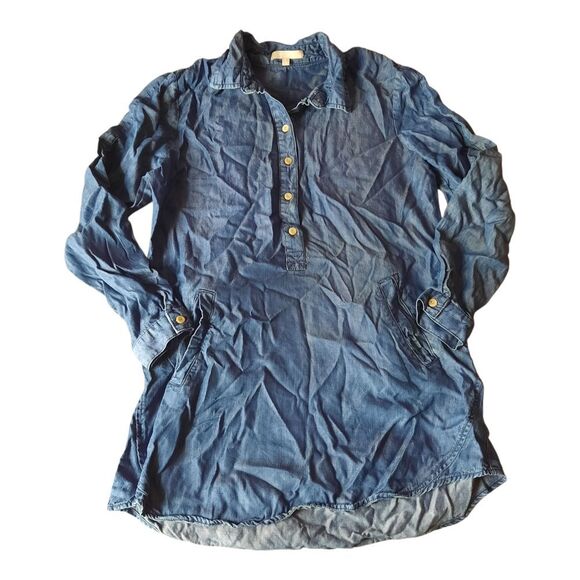 Joan Vass Denim Blue Button-Up Tunic - Picture 1 of 3